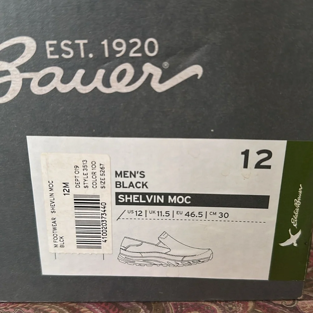 Eddie Bauer men’s Black Shelvin Moc SZ 12
